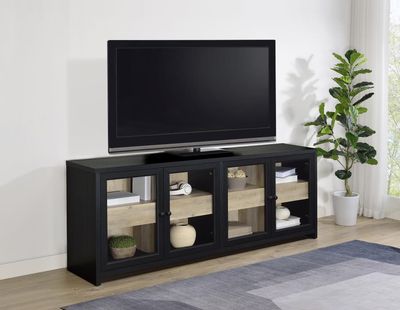 TV STAND BLACK AND WOOD