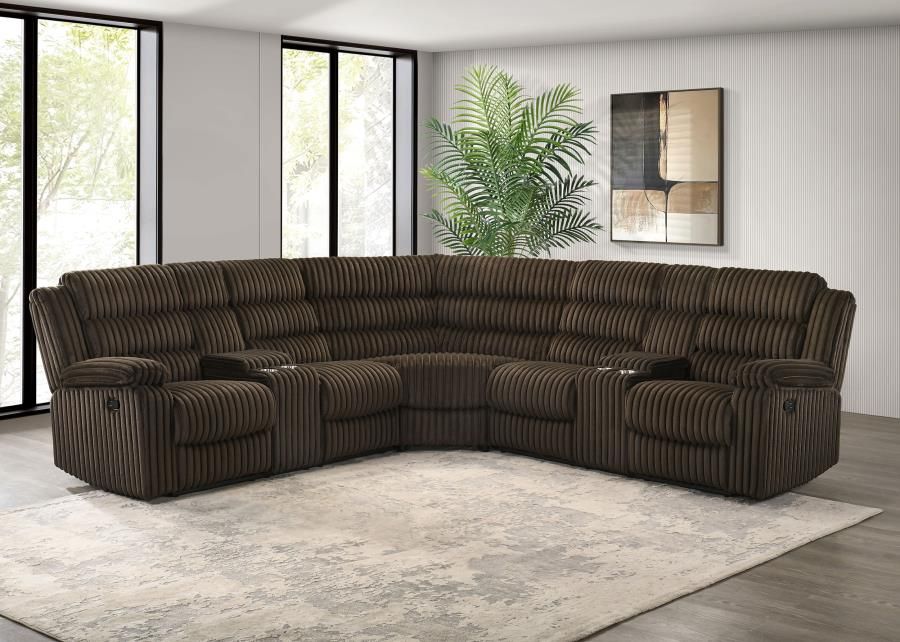 MANUAL SECTIONAL RECLINER BROWN