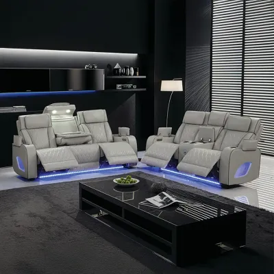 2PC MASSAGE RECLINER SET WITH LED