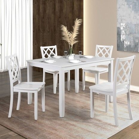 5PC WHITE DINING SET