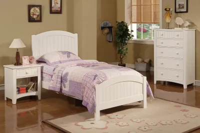WHITE WOODEN TWIN BED