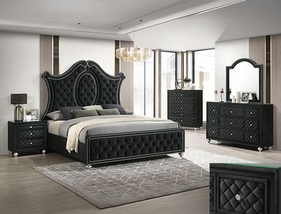 4PC BLACK BEDROOM SET