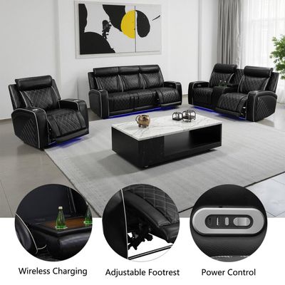 3PC POWER RECLINER SOFA WITH LED