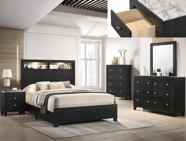 4PC BEDROOM SET BLACK