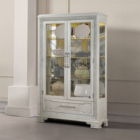 RUSTIC WHITE CURIO CABINET