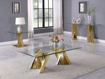 3PC GOLD COFFEE TABLE SET