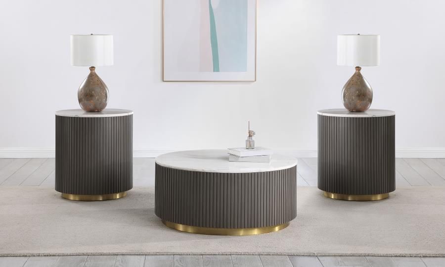 3PC COFFEE TABLE MARMOL GOLD