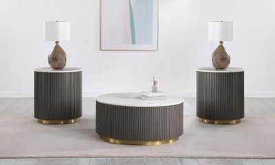 3PC COFFEE TABLE MARMOL GOLD