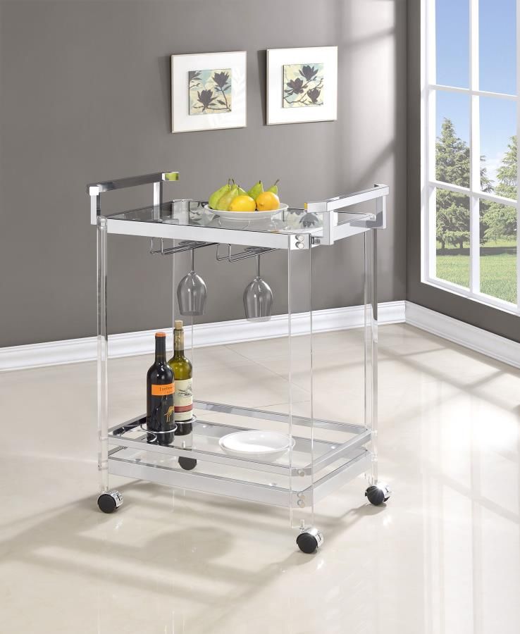 SHELF ACRYLIC BAR CART CHROME