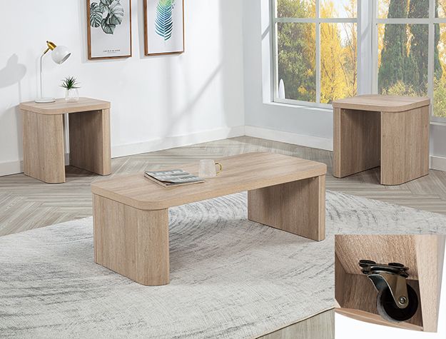 3PC LIGHT WOODEN COFFEE TABLE SET