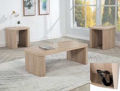 3PC LIGHT WOODEN COFFEE TABLE SET