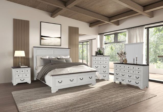 4PC BEDROOM SET WHITE WITH STORAGE