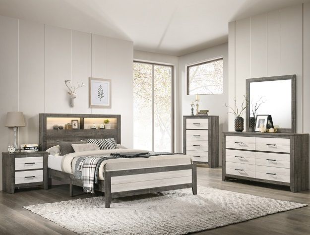 4PC BEDROOM SET WHITE AND GREY