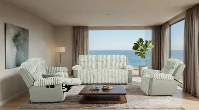 3PC MANUAL RECLINER SOFA SET WITH LED