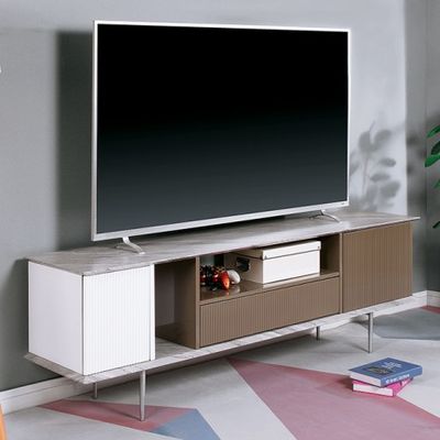 TV STAND MARBLE WHITE AND WOOD