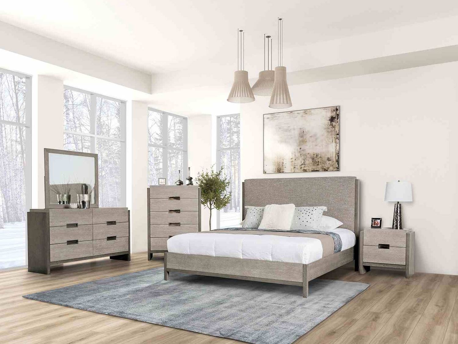 4PC GREY BEDROOM SET