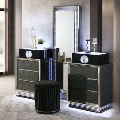 LUXURY BLACK VANITY WITH STOOL