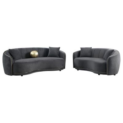 2PC LUXURY SOFA SET DARK GREY