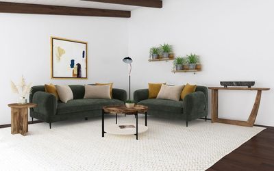 DARK GREEN 2PC SOFA SET