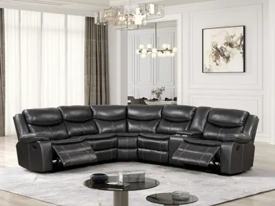 BLACK SECTIONAL MANUAL RECLINER