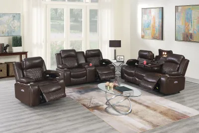3PC POWER RECLINER SET BROWN