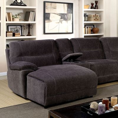 DARK GREY MANUAL SECTIONAL RECLINER