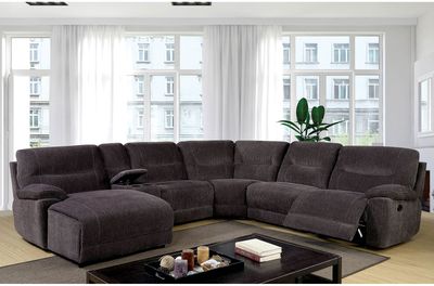DARK GREY MANUAL SECTIONAL RECLINER