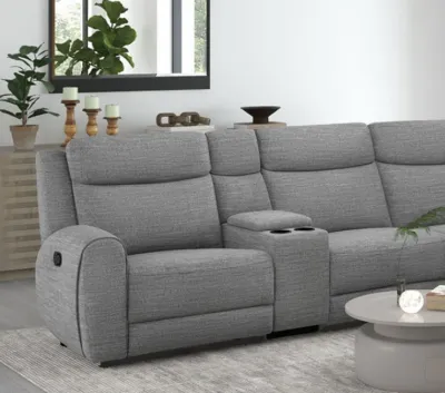 GREY MANUAL SECTIONAL RECLINER