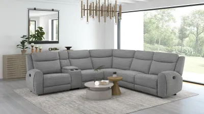 GREY MANUAL SECTIONAL RECLINER