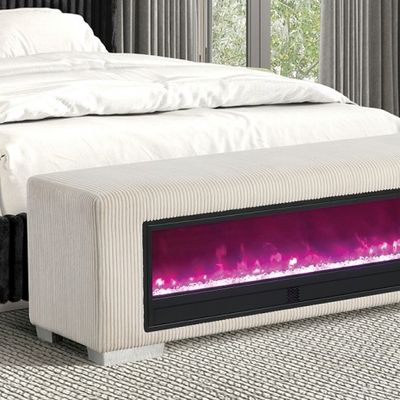 BENCH W/ VISUAL WOOD LOG ELECTRIC FIRE PLACE