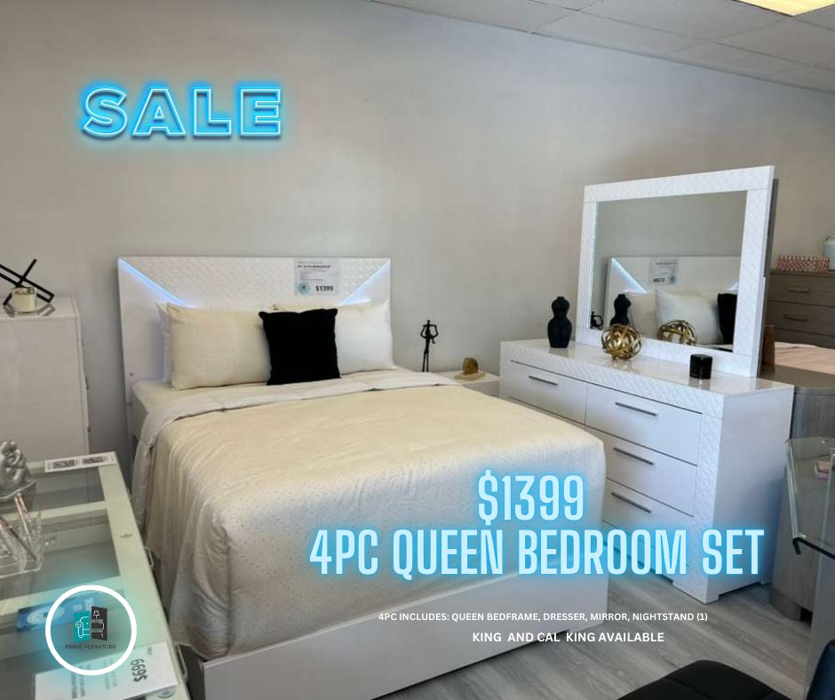 4PC QUEEN BEDROOM SET WHITE