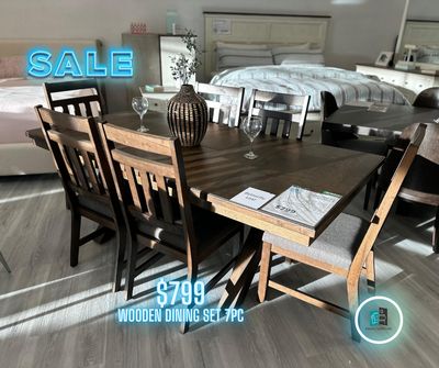7PC WOODEN DINING SET