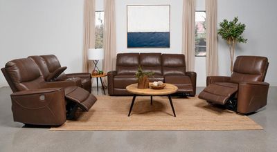 3PC POWER RECLINER SET BROWN