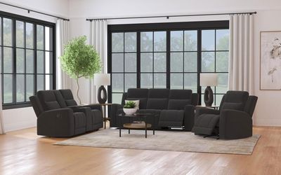 3PC MANUAL RECLINER SET BLACK