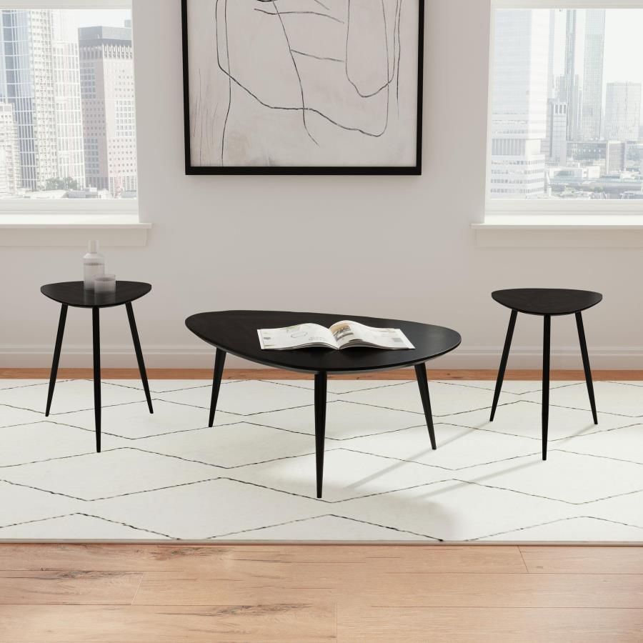3PC BLACK COFFEE TABLE SET
