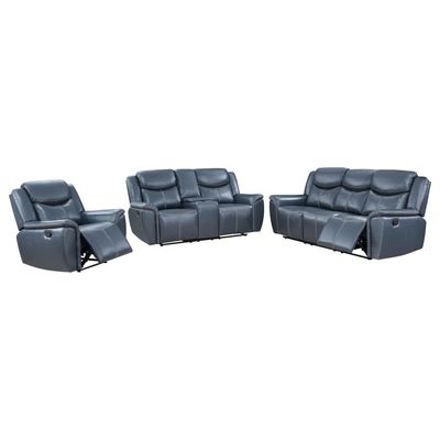 3PC MANUAL RECLINER WITH USB PORT BLUE
