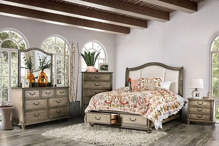 4PC WOODEN BEDROOM SET WITH STORAGE BED