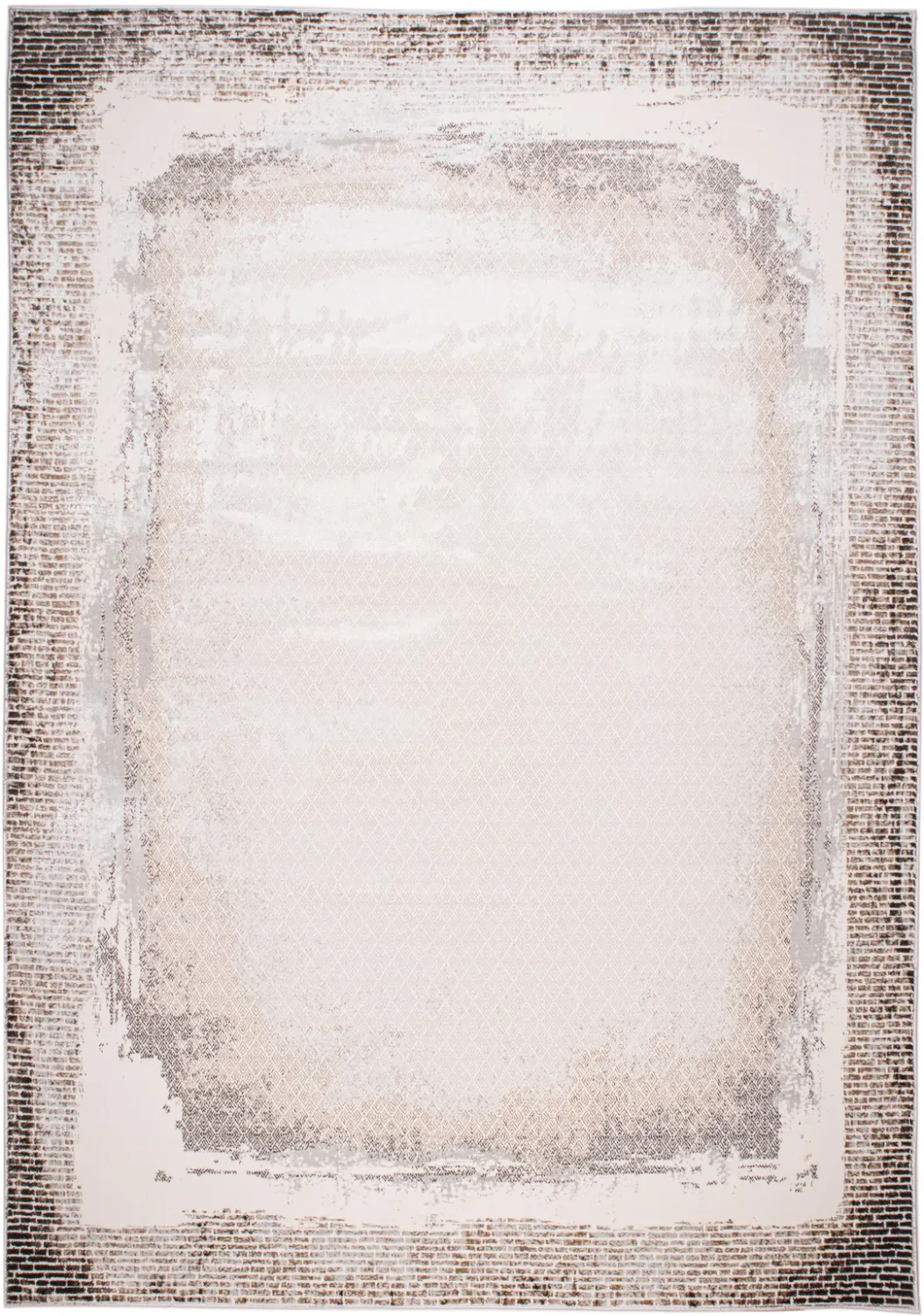 WHITE AND BROWN RUG
