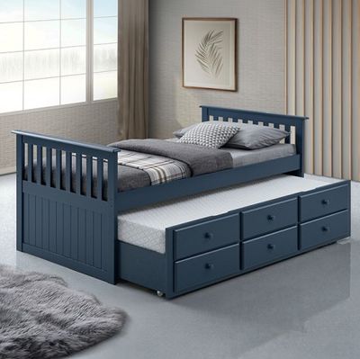 CAPITAIN BED BLUE  WITH TRUNDLE