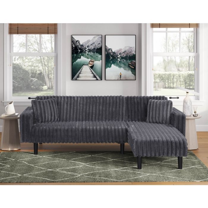 CORDUROY SECTONAL WITH PULL UP BED