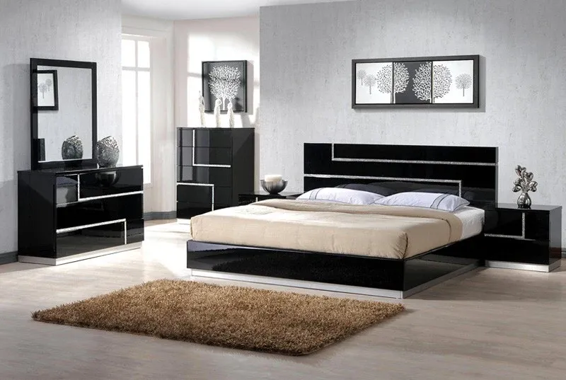 4PC BLACK KING BEDROOM SET