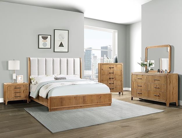 4PC LIGHT WOOD BEDROOM SET
