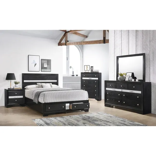 4PC BLACK BEDROOM SET