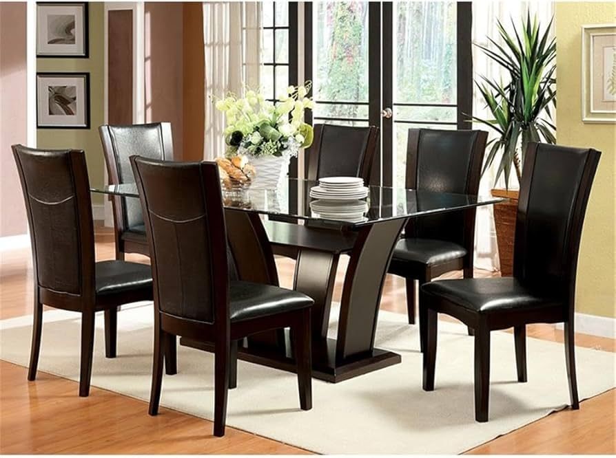 7PC DARK WOODEN DINING SET