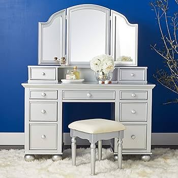 SILVER VANITY WITH STOOL