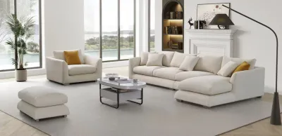 SECTONAL BEIGE AND GREY