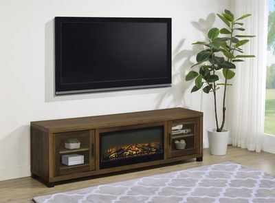 71INCH TV STAND WITH FIREPLACE DARK PINE