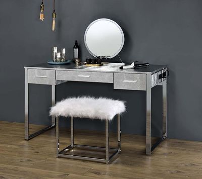 SILVER VANITY WITH USB PORT