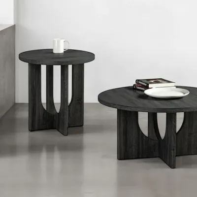 3PC BLACK WOODEN COFFEE TABLE SET