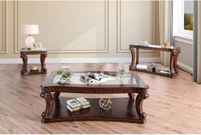 3PC RUSTIC WOODEN COFFEE TABLE SET